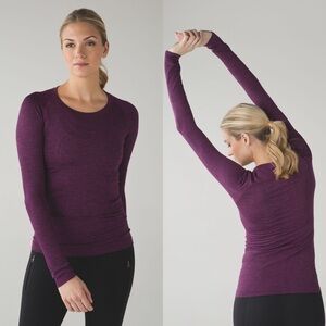 Lululemon Swiftly Tech Long Sleeve‎ Crew Heathered Regal Plum W3M18S Size 4